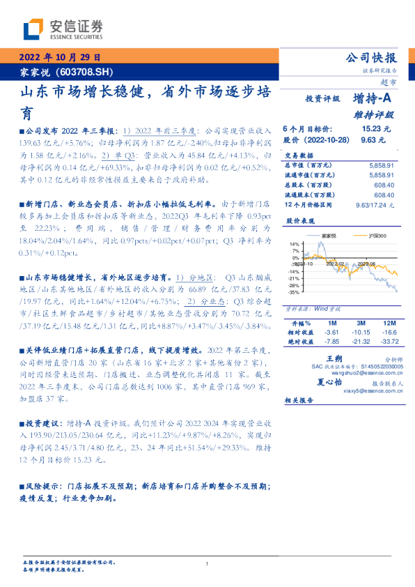 山东市场增长稳健，省外市场逐步培育