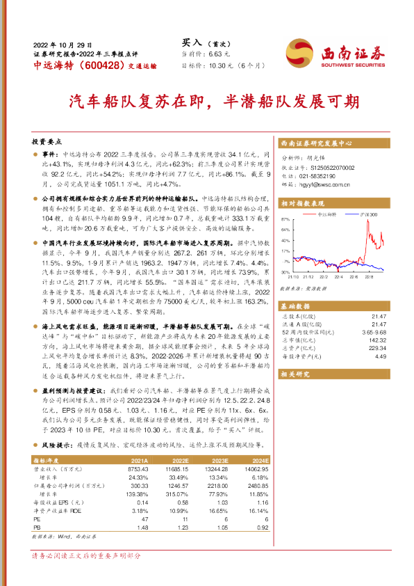 汽车船队复苏在即，半潜船队发展可期