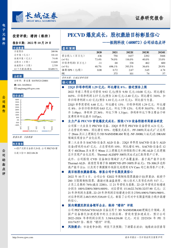 PECVD爆发成长，股权激励目标彰显信心