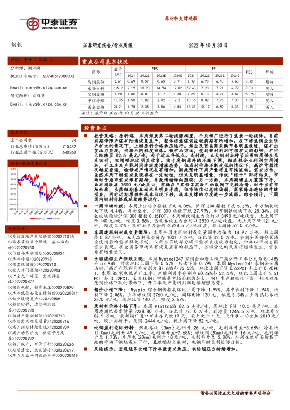 原材料支撑趋弱