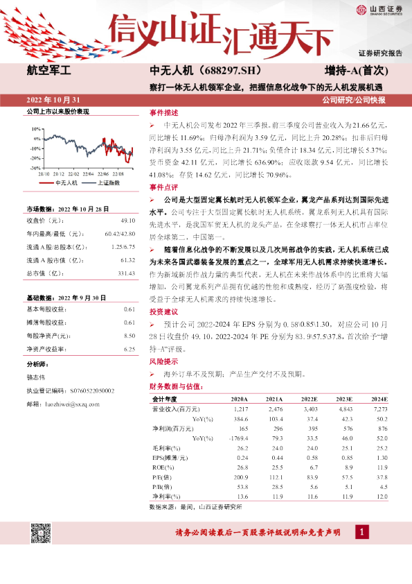 察打一体无人机领军企业，把握信息化战争下的无人机发展机遇
