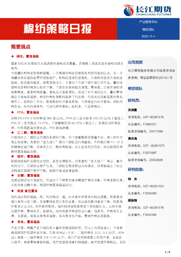 棉纺策略日报