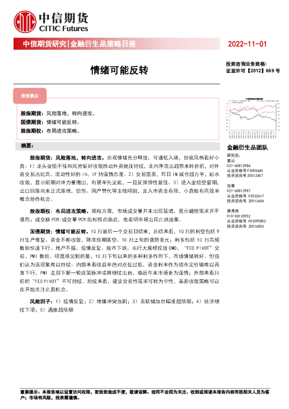 金融衍生品策略日报：情绪可能反转