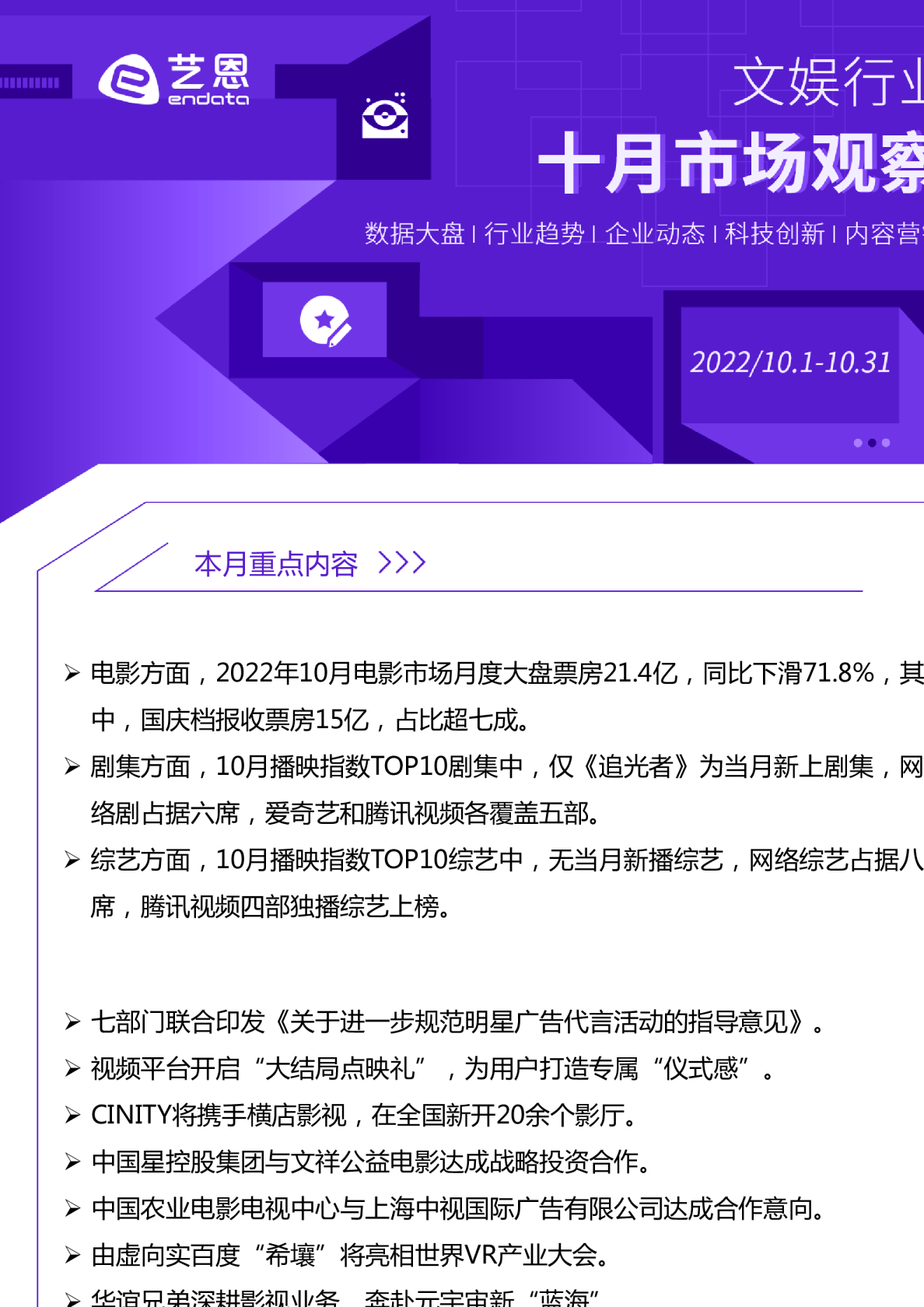 10月文娱市场月报