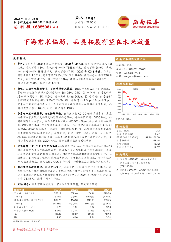 下游需求偏弱，品类拓展有望在未来放量