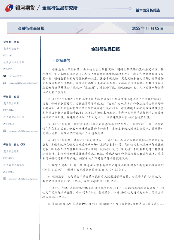 金融衍生品日报