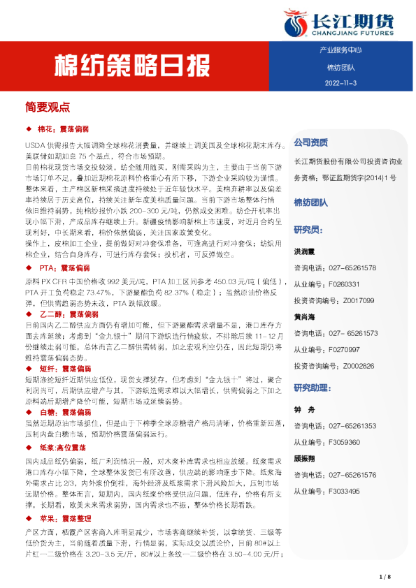 棉纺策略日报