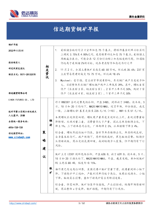 钢矿早报