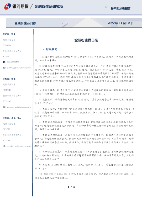 金融衍生品日报