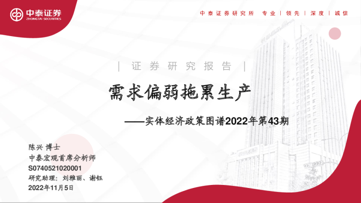 实体经济政策图谱2022年第43期：需求偏弱拖累生产