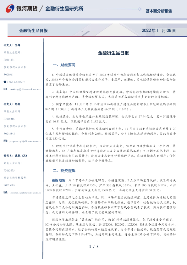 金融衍生品日报
