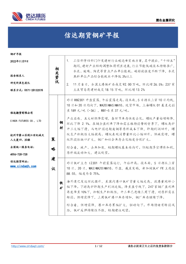 钢矿早报