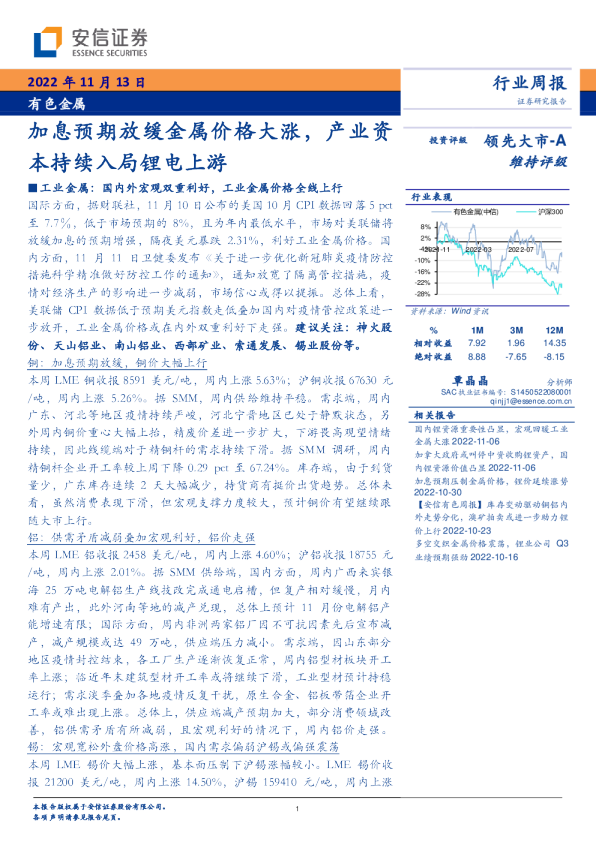 加息预期放缓金属价格大涨，产业资本持续入局锂电上游