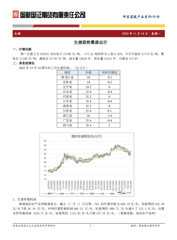 生猪日评：生猪弱势震荡运行