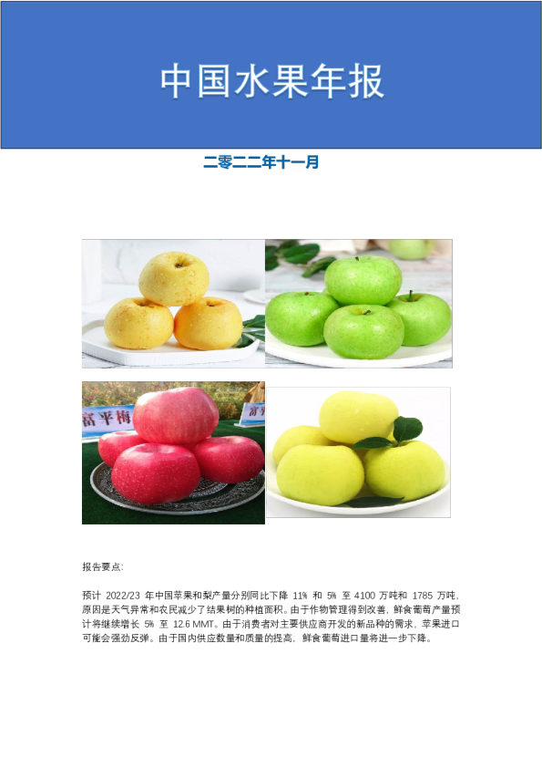 中国水果年报（中文翻译版）