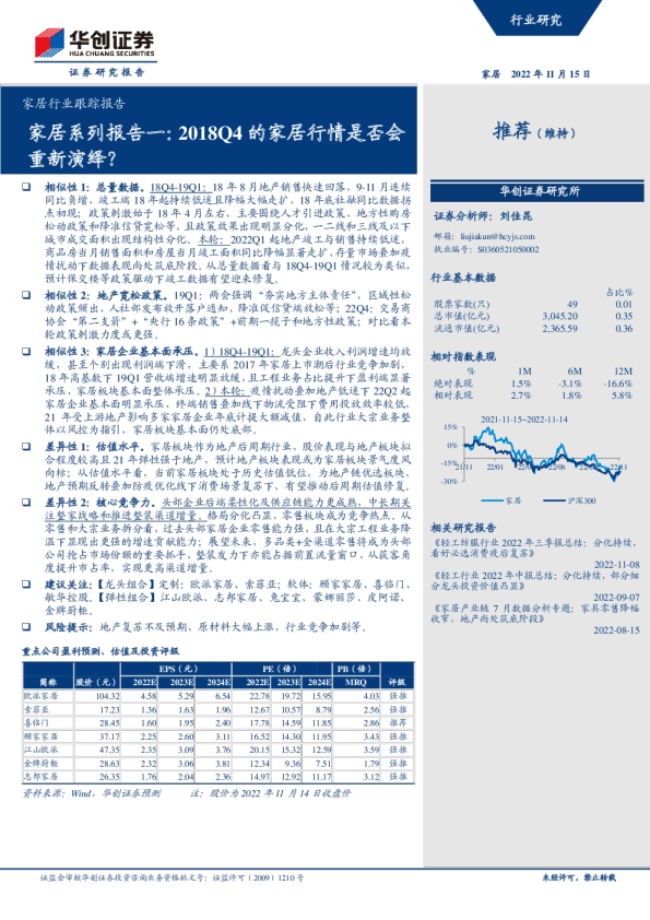 家居系列报告一：2018Q4的家居行情是否会重新演绎？