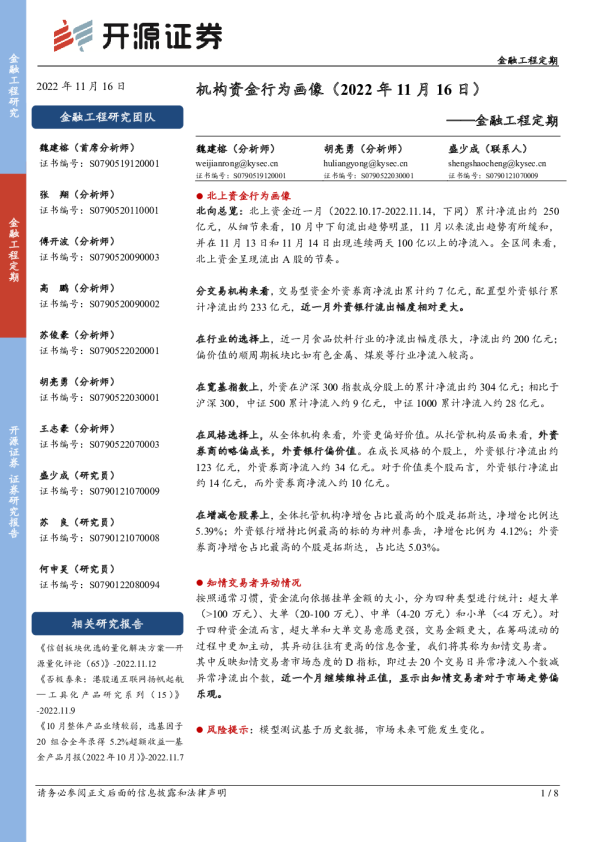 金融工程定期：机构资金行为画像