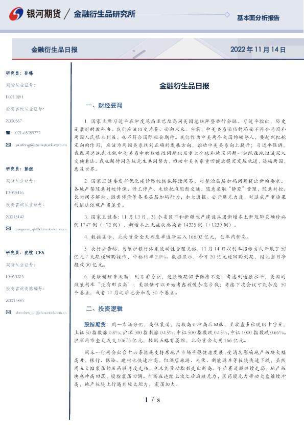 金融衍生品日报