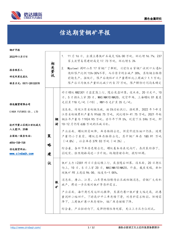 钢矿早报
