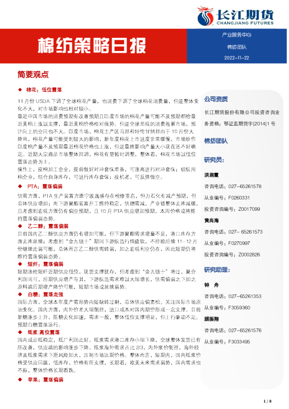 棉纺策略日报