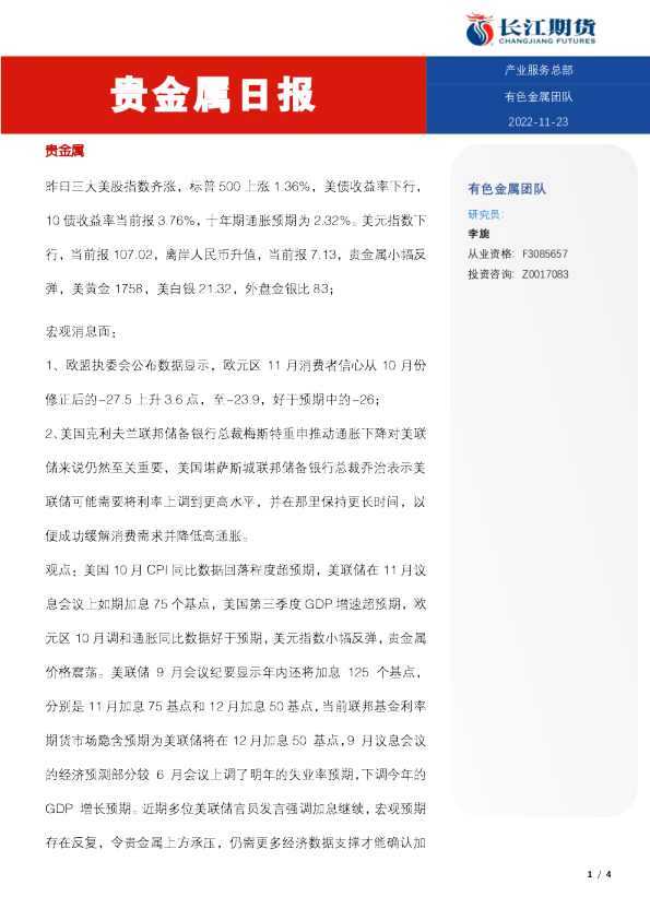 贵金属日报