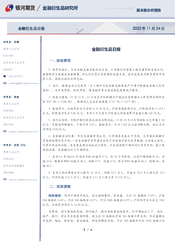 金融衍生品日报