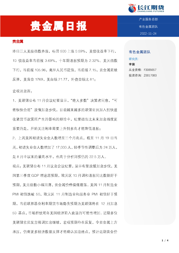 贵金属日报