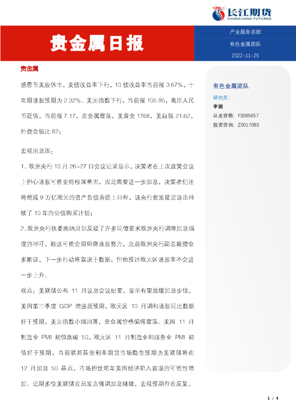贵金属日报