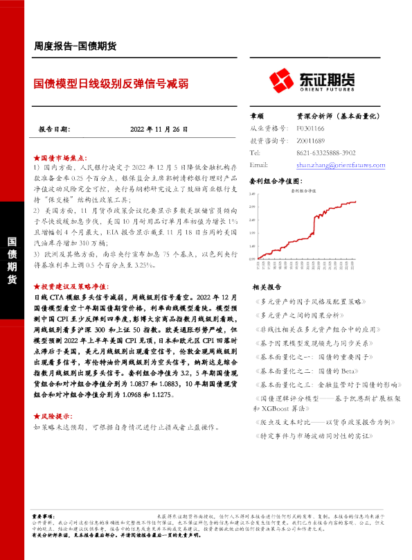 国债模型日线级别反弹信号减弱
