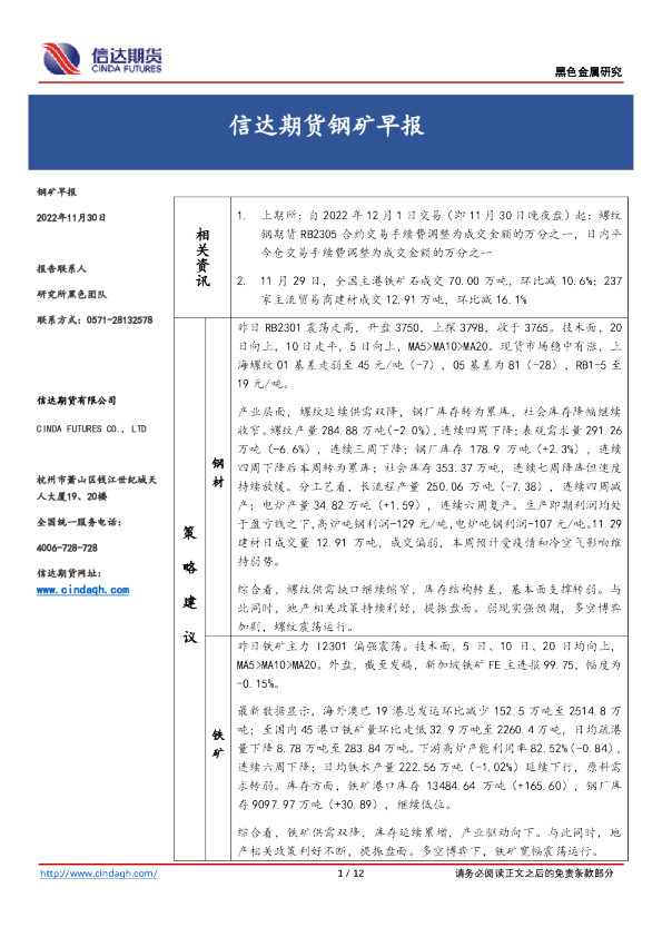 钢矿早报