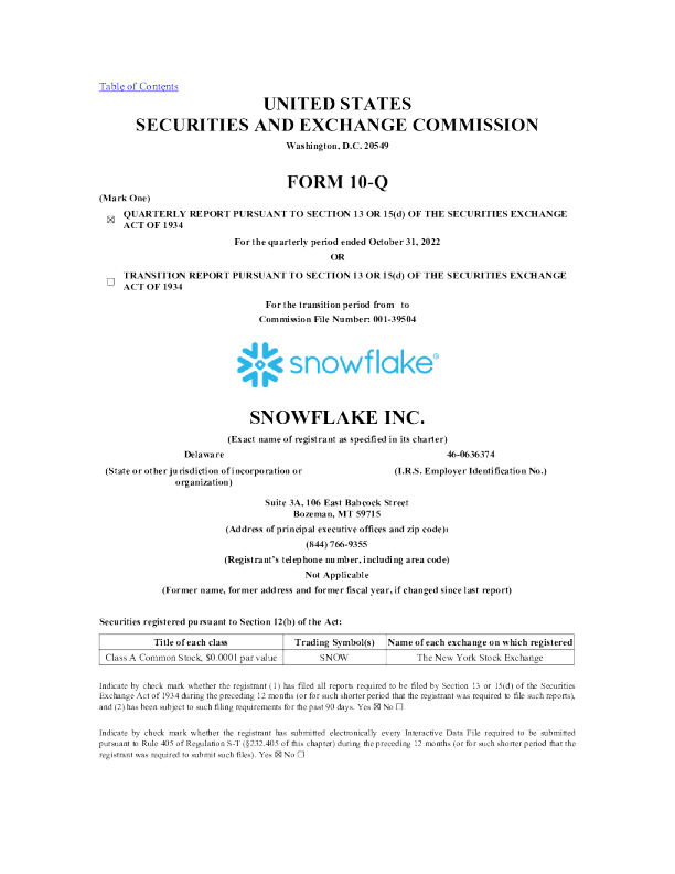 雪花 2022 年年度报告