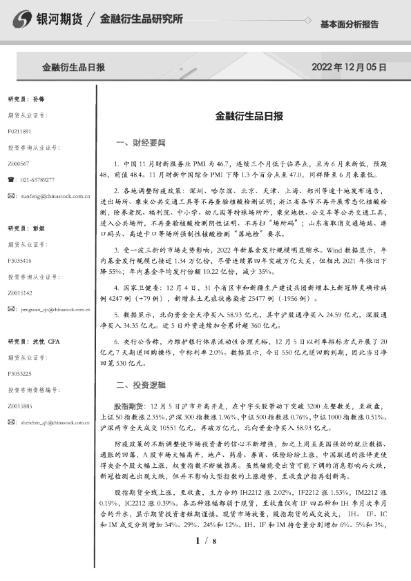 金融衍生品日报