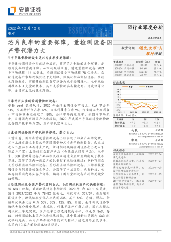 芯片良率的重要保障,量检测设备国产替代潜力大