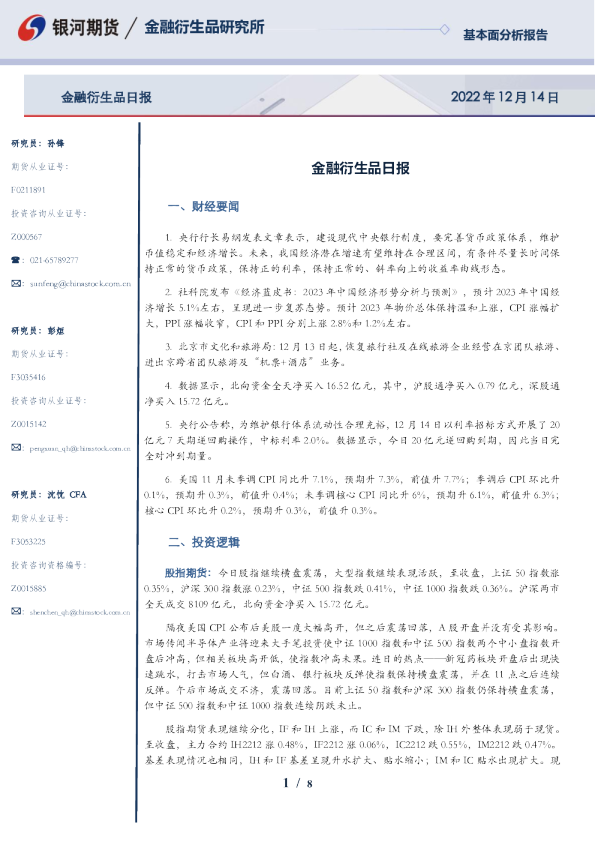 金融衍生品日报