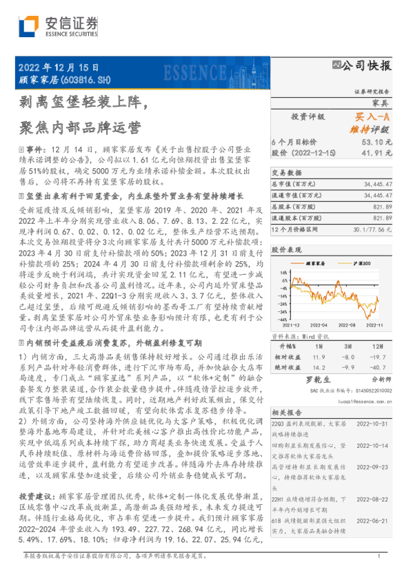 剥离玺堡轻装上阵，聚焦内部品牌运营