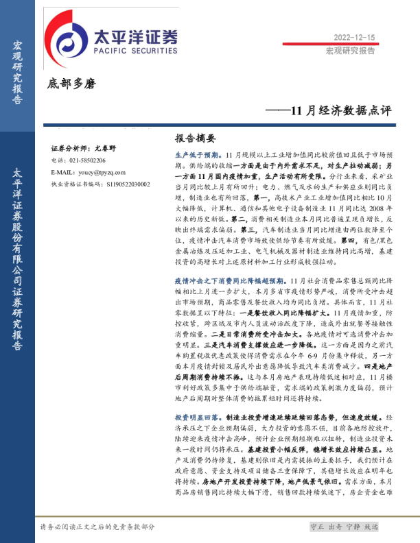 11月经济数据点评：底部多磨