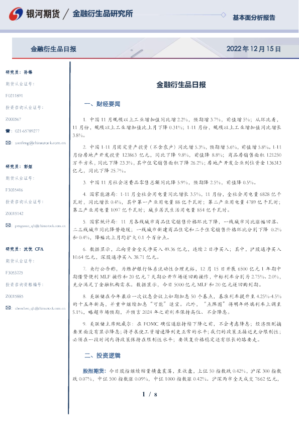 金融衍生品日报