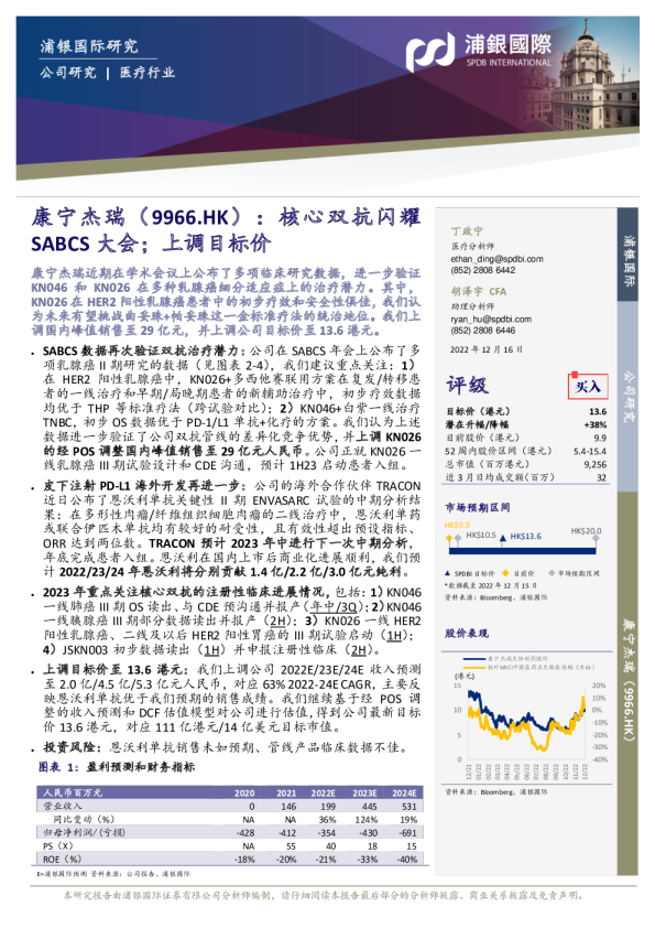 核心双抗闪耀SABCS大会；上调目标价