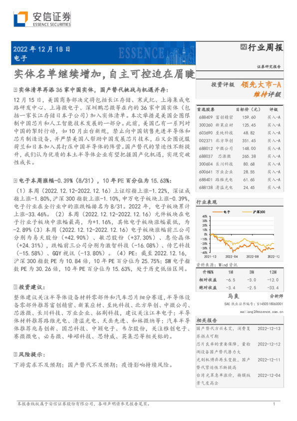 实体名单继续增加，自主可控迫在眉睫