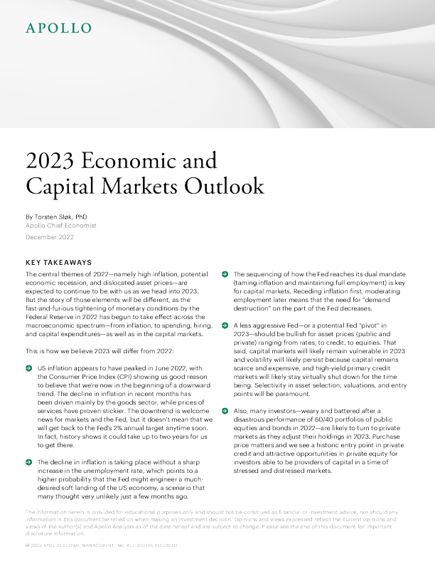 2023年展望：美国通胀、增长和资本市场的下一步是什么？