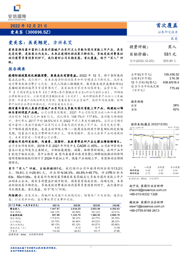 爱美客：医美翘楚，方兴未艾