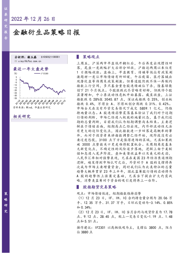 金融衍生品策略日报