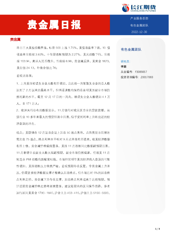 贵金属日报