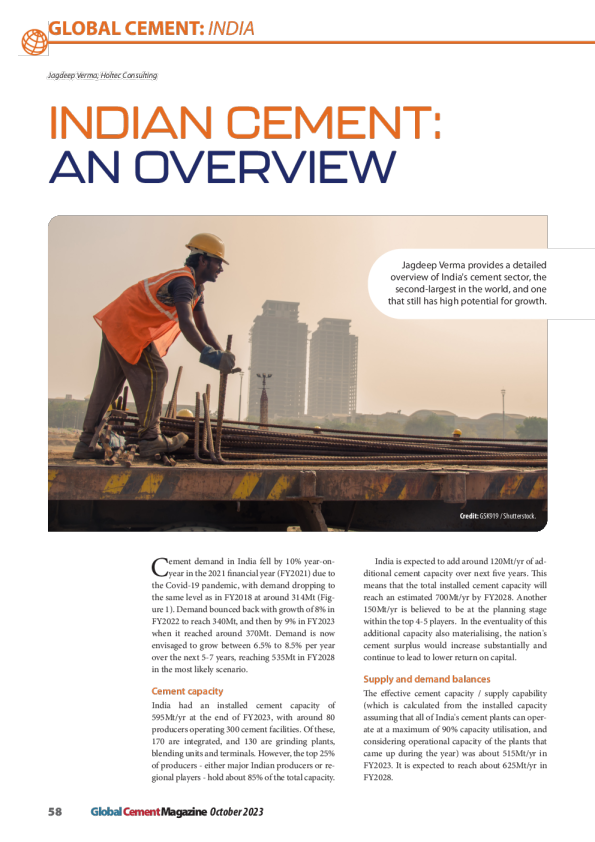 HOLTEC 概述了印度的水泥行业