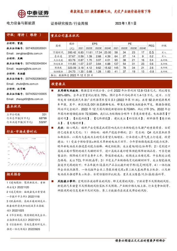 新款极氪001换装麒麟电池，光伏产业链价格持续下降