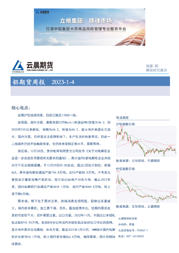 云晨研究 | 铝周报(2023年1月4日)