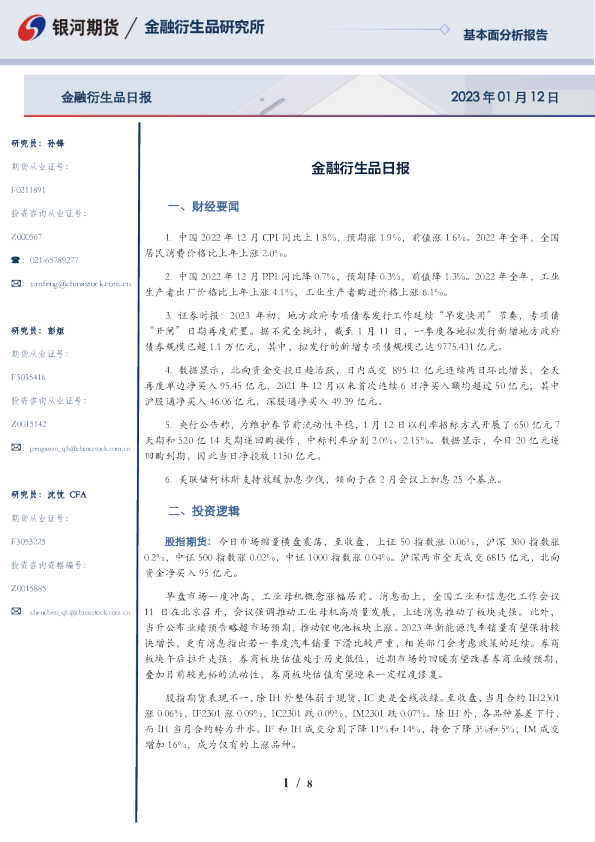 金融衍生品日报