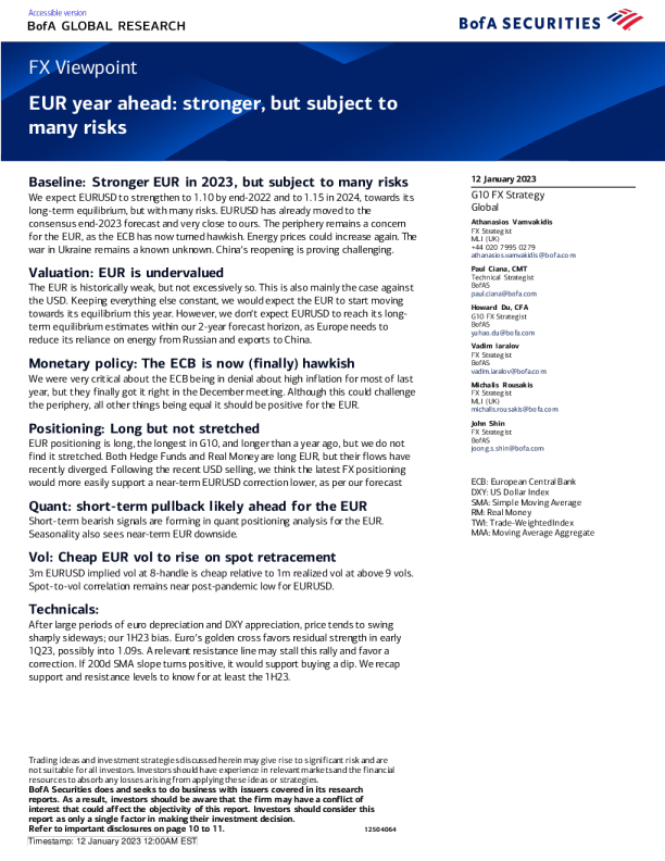 欧元未来一年：走强，但面临许多风险