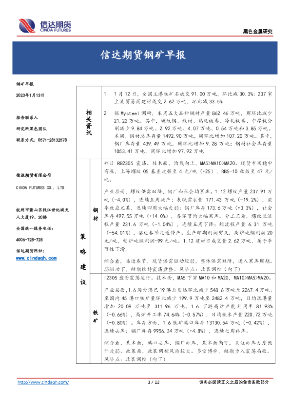 钢矿早报