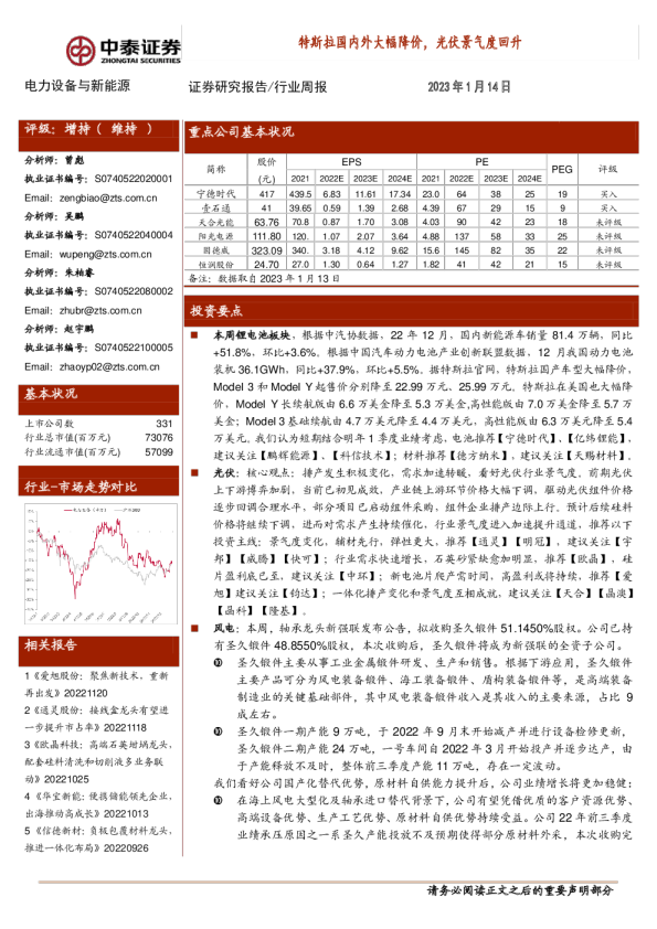 特斯拉国内外大幅降价，光伏景气度回升